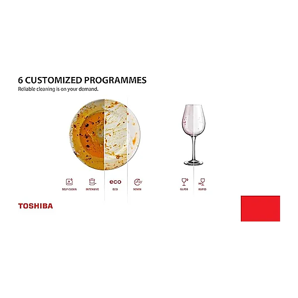 TOSHIBA Dishwasher   Dw 13F8Af(Ss) Eg  Silver Sts Door   6 Programs   Free Standing, Auto Open Dry, Noise Level 47 Db(A), Half Load, Led Interior Light Silver 13Place Set