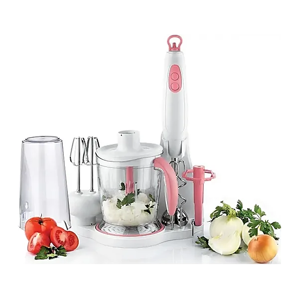 Black and White Hand Blender 8*1, 400 Watt, 600 ml, White Pink, B 1712