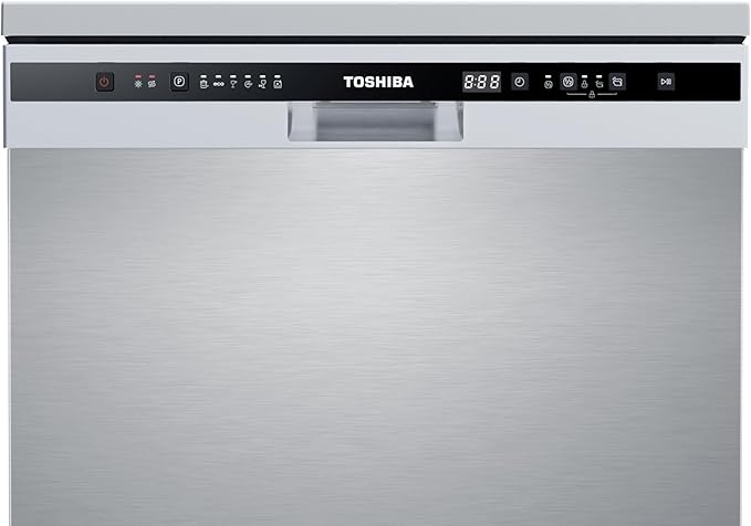 TOSHIBA Dishwasher   Dw 13F8Af(Ss) Eg  Silver Sts Door   6 Programs   Free Standing, Auto Open Dry, Noise Level 47 Db(A), Half Load, Led Interior Light Silver 13Place Set