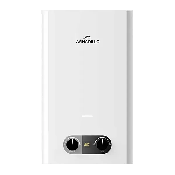 Armadillo Gas Water Heater, 6 Liters, Digital Display, White, ARM HA GAS H WH 0006