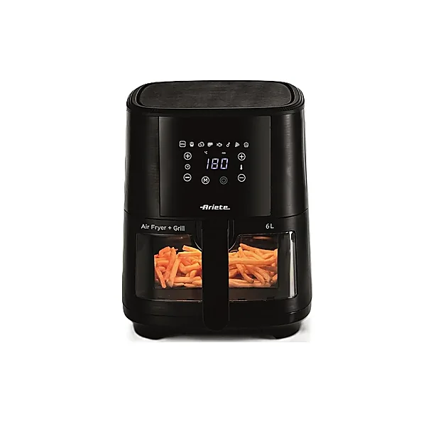 Ariete Air fryer 4626, 6L capacity, 2.5kg cooking capacity, 8 preset programs, Temperature up to 200°, Transparent basket for cooking control, 1300 W, Black (by De'longhi Group)