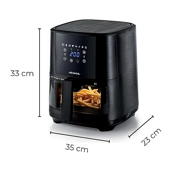 Ariete Air fryer 4626, 6L capacity, 2.5kg cooking capacity, 8 preset programs, Temperature up to 200°, Transparent basket for cooking control, 1300 W, Black (by De'longhi Group)