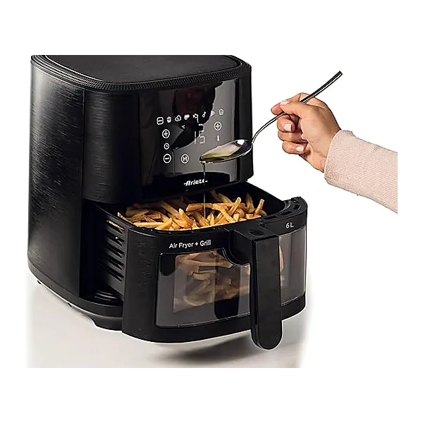 Ariete Air fryer 4626, 6L capacity, 2.5kg cooking capacity, 8 preset programs, Temperature up to 200°, Transparent basket for cooking control, 1300 W, Black (by De'longhi Group)
