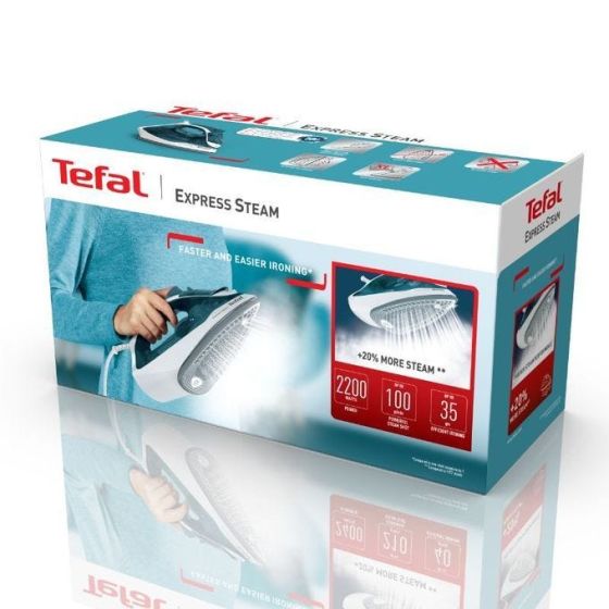 Tefal Express Steam Steam Iron, 2200 Watts, Blue and White   FV2831E2