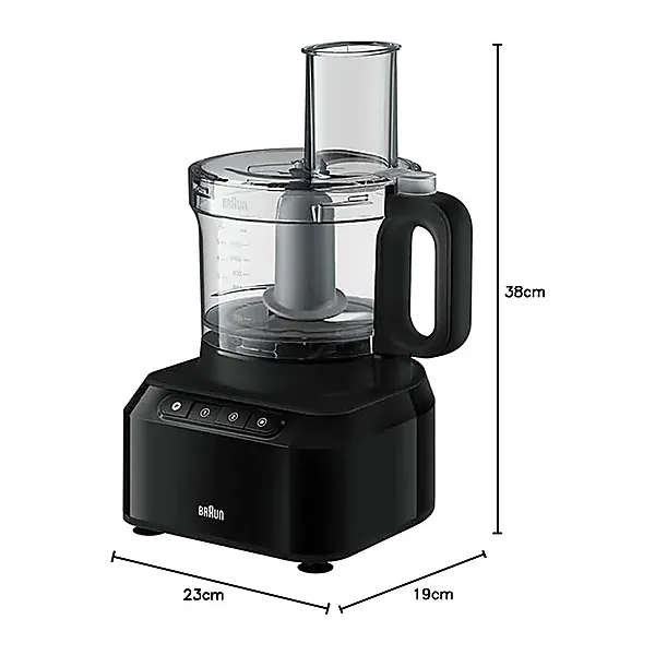 Braun PureEase Food Processor, 800 Watts, Black – International Warranty – FP3132BK