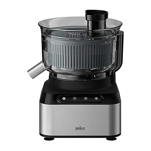 Braun PureEase FP3233SI Compact Food Processor, Citrus Press, Spatula, Dough Tool, Plastic Multi Mill, 1.2 L Blender and 2.1 L Bowl Capacity, 800 Watts, Black