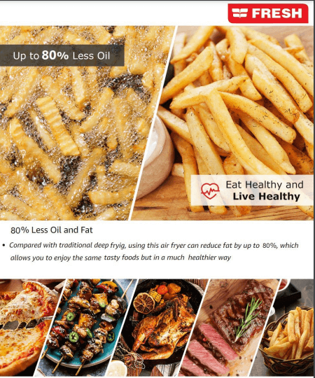 Fresh Air Fryer 2 Doors 9 L FAF D2400B With a Temperature Controller