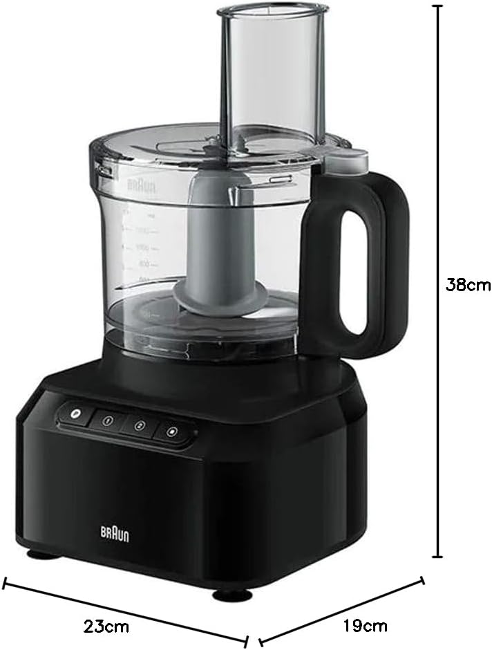 Braun PureEase Food Processor, 800 Watts, Black – International Warranty – FP3132BK