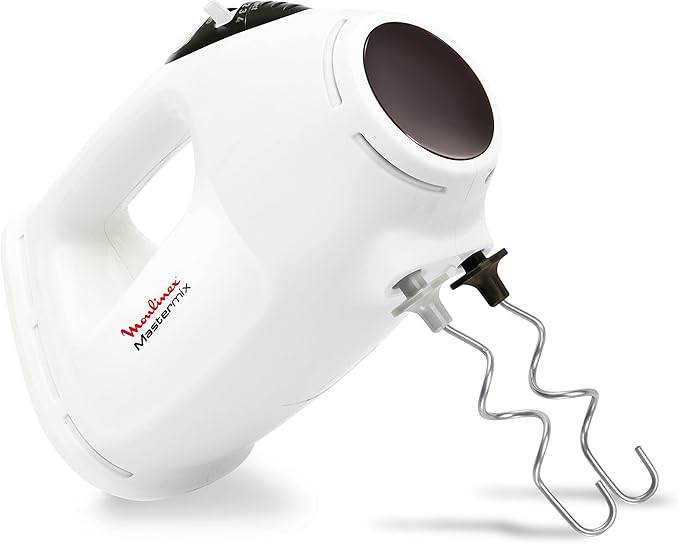 Moulinex Master Mix Hand Mixer, 5 Speeds, 425 Watt, White   Grey   HM400BEG