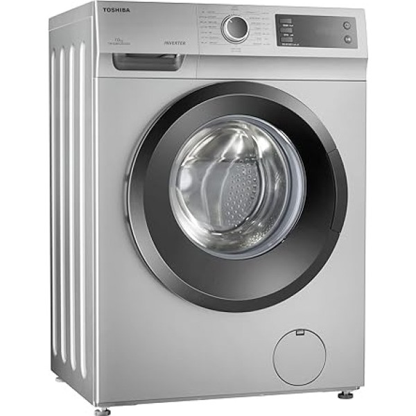 TOSHIBA Washing machine TW BJ80S2EG(SK) Front Loading, THEGREATWAVES, REAL INVERTER, WATER SHIELD FILTER, DRUM CLEAN, QUICK WASH, Full Automatic, 7KG, Silver