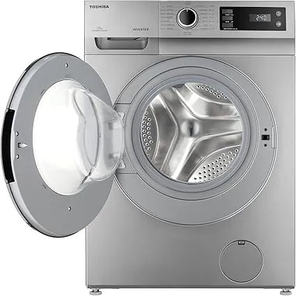 TOSHIBA Washing machine TW BJ80S2EG(SK) Front Loading, THEGREATWAVES, REAL INVERTER, WATER SHIELD FILTER, DRUM CLEAN, QUICK WASH, Full Automatic, 7KG, Silver