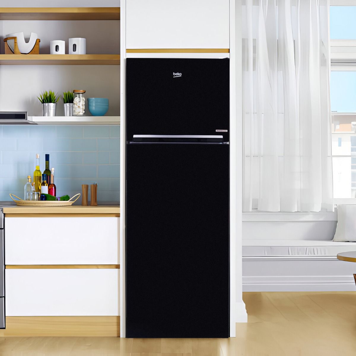 Beko No Frost Refrigerator, 408 Liters, Inverter Motor, Black  RDNE448M20B