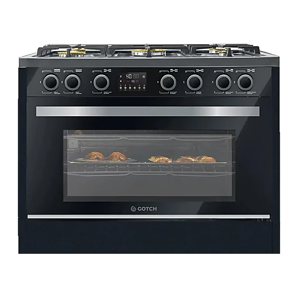 Gotch Cooker 60*90 cm, 5 Copper Burners, Full Safety, Cast Iron Pot Holders, Digital Touch Screen, Black, GOT GC9060 TDS B