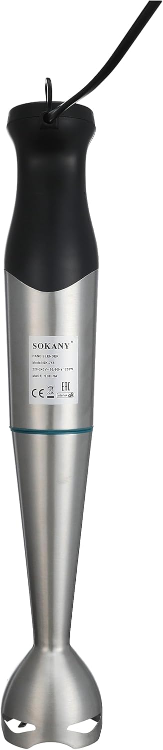 Sokany sk 758 stainless steel hand blender   1200 watt   with ice crushing blades   copper motor