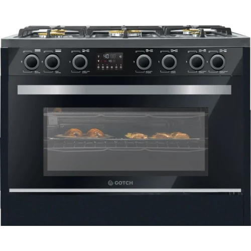 Gotch Cooker 60*90 cm, 5 Copper Burners, Full Safety, Cast Iron Pot Holders, Digital Touch Screen, Black, GOT GC9060 TDS B
