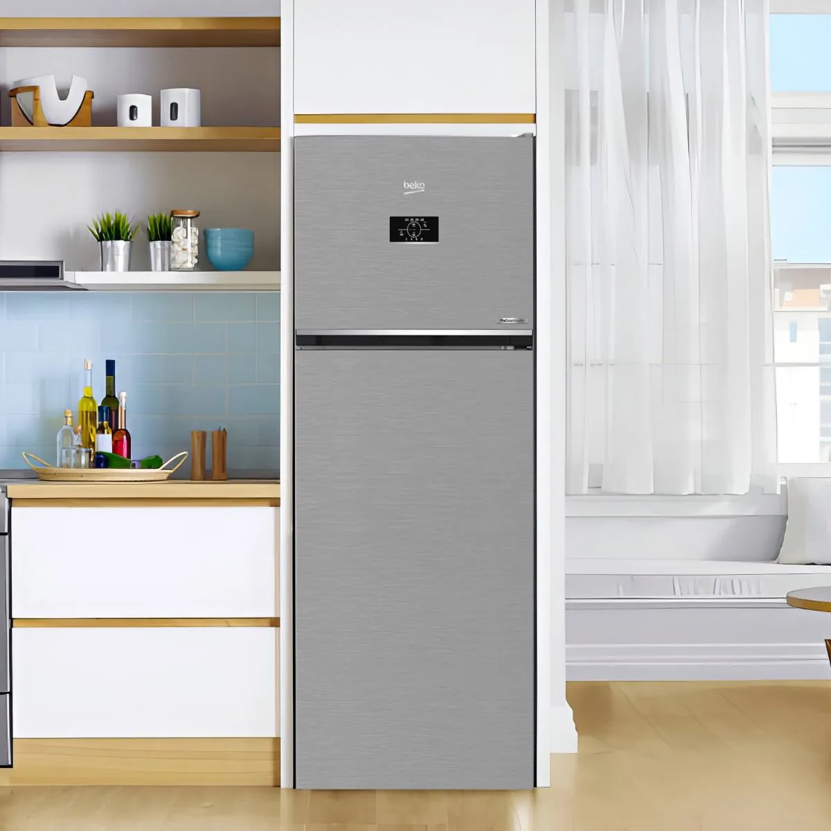Beko Freestanding Refrigerator, No Frost, 2 Doors, 590 Litres, Inverter Motor, Silver   B3RDNE590ZXB