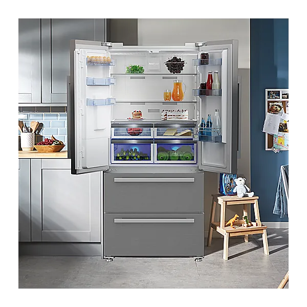 Beko gne60500x no frost stainless steel refrigerator with digital touch screen, 2 doors and 2 drawers, 539 liters   silver