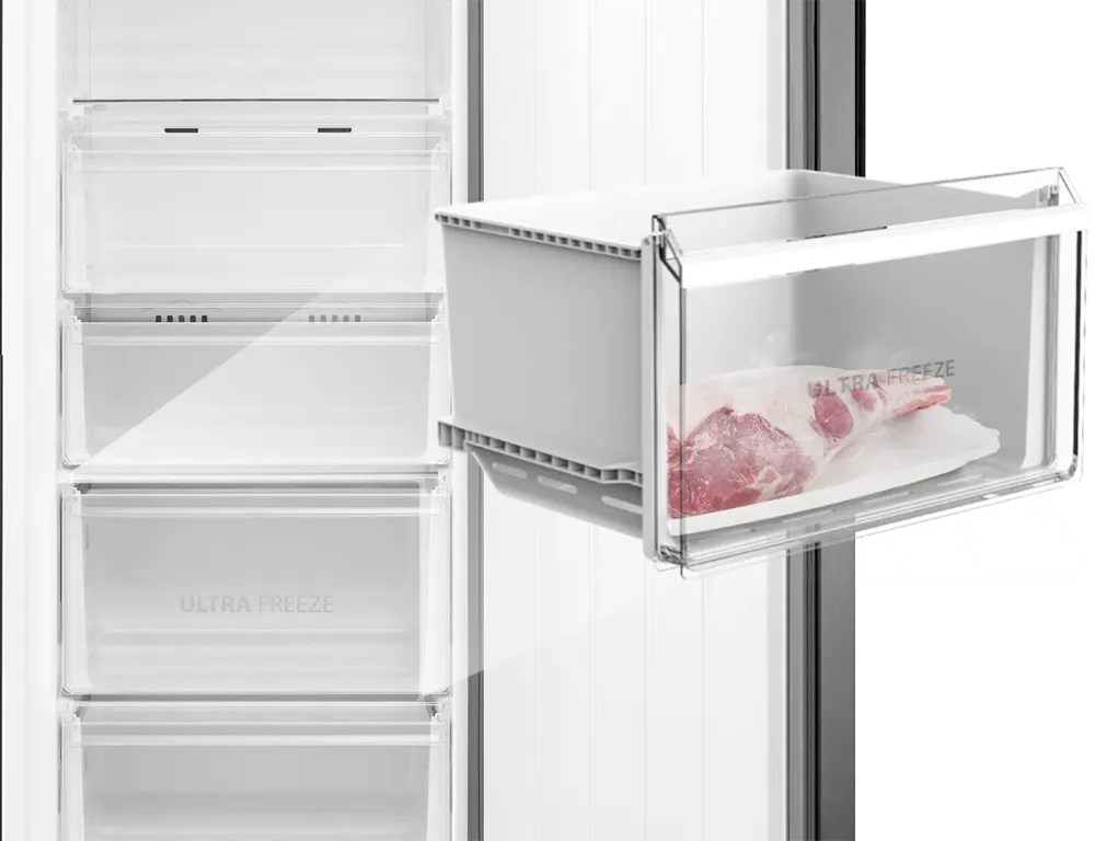 Toshiba No Frost Upright Freezer, 7 Drawers, Digital Display, Silver, Model GR RU312WE DMN (57)