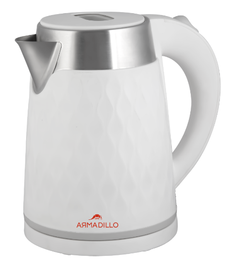 Armadillo Double Wall Electric Kettle – 1.7L – 1500W – White (Plastic Exterior   Stainless Steel Interior)