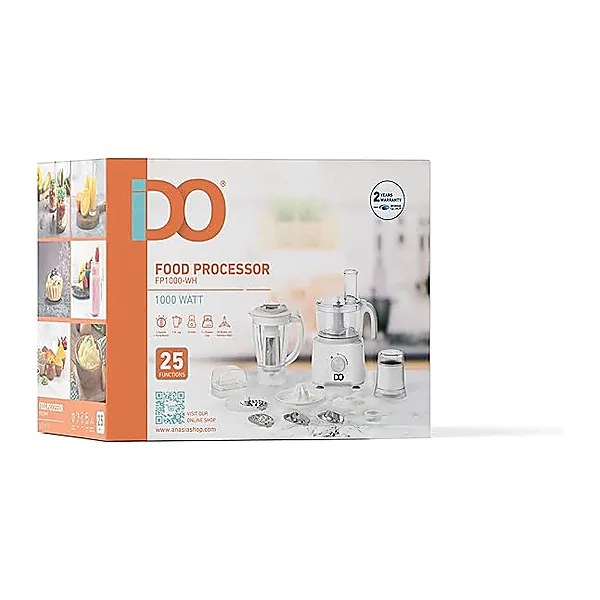 IDO Food Processor FP1000 WH   1000W   25 Functions   White   2 Years Warranty