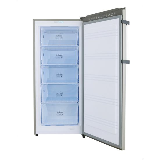 Fresh fnu l250s upright freezer, no frost   5 drawers, silver