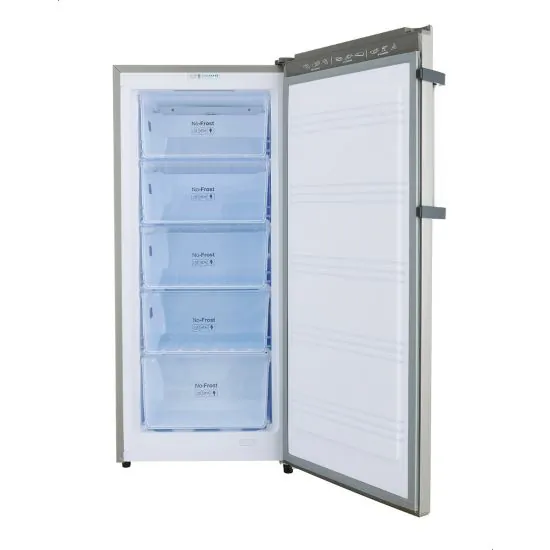 Fresh fnu l250s upright freezer, no frost   5 drawers, silver
