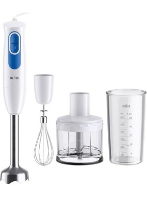 Braun MultiQuick 2 MQ20236MWH hand blender with EasyTwist system, mixer for sauces and smoothies, 2 speeds, chopper with 500 ml and whisk, 600 W, white