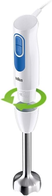 Braun MultiQuick 2 MQ20236MWH hand blender with EasyTwist system, mixer for sauces and smoothies, 2 speeds, chopper with 500 ml and whisk, 600 W, white
