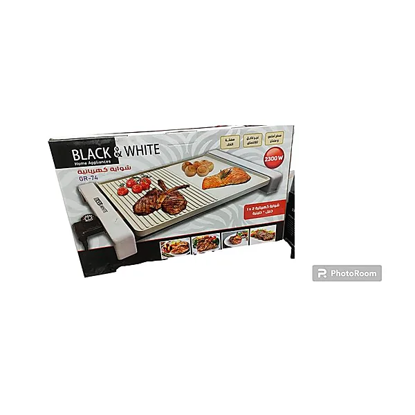 Black&White Electric Grill, 2 in 1 Grill and Griddle, 47 31 cm Cooking Surface, 2300W, Non stick Coating