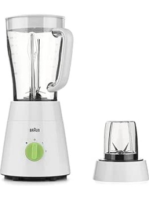Braun JB0115WH Blender 2 in 1, 500W, 1.75L, 2 Speeds, Pulse Function, 4 Blades System, White Green